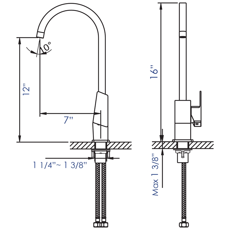Pemberly Row Polished Chrome Gooseneck Single Hole Bathroom Faucet