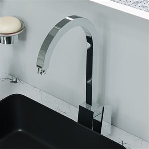 Pemberly Row Polished Chrome Gooseneck Single Hole Bathroom Faucet
