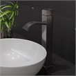 Pemberly Row Tall Brushed Nickel Tall Square Body Curved Spout Bathroom Faucet