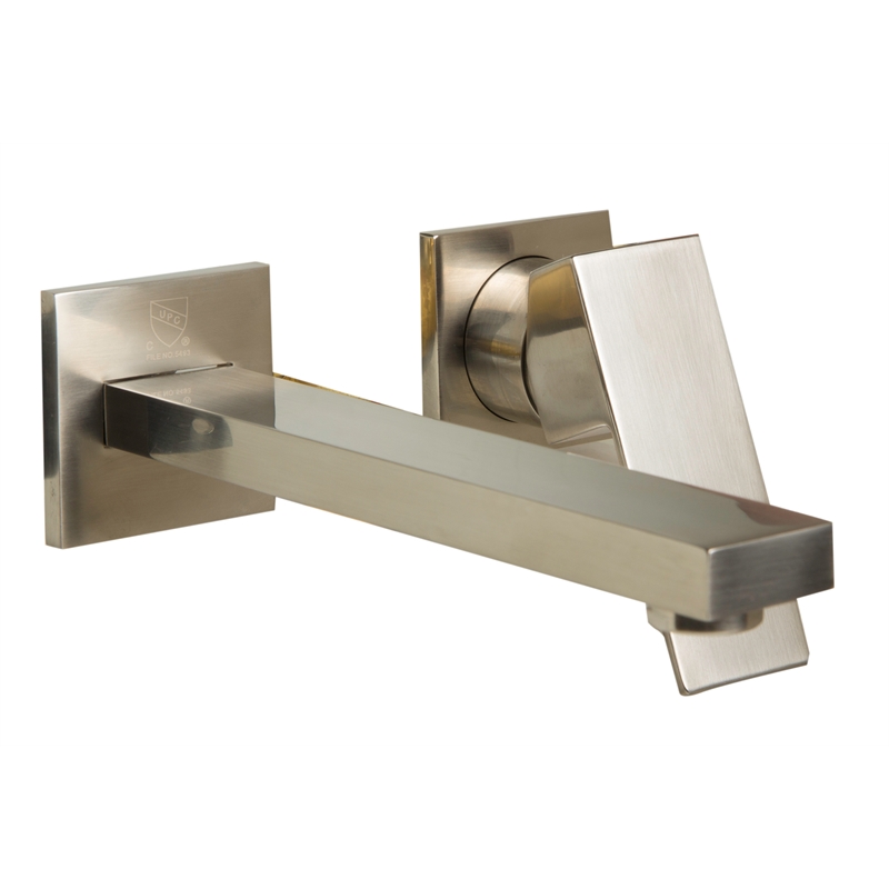 Pemberly Row Brushed Nickel Single Lever Wallmount Bathroom Faucet