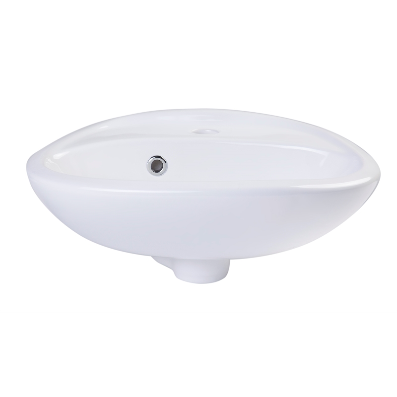 Pemberly Row White Small Porcelain Wall Mount Basin with Overflow