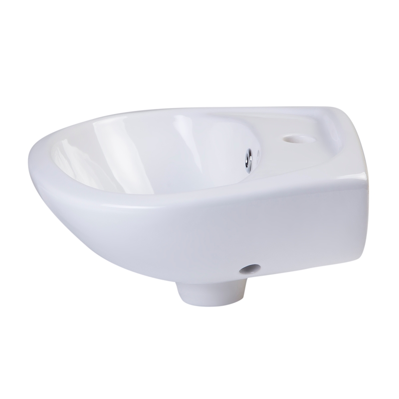 Pemberly Row White Small Porcelain Wall Mount Basin with Overflow