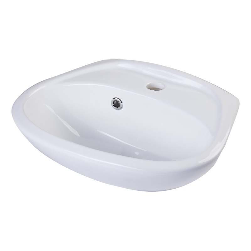 Pemberly Row White Small Porcelain Wall Mount Basin with Overflow