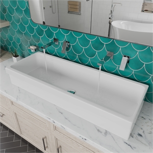 Pemberly Row 48&quot White Above Mount Fireclay Bath Trough Sink