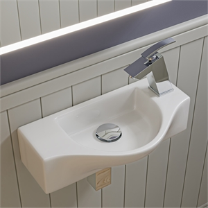 Pemberly Row White 18&quot Small Wall Mounted Ceramic Sink with Faucet Hole