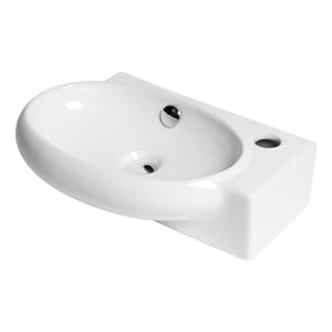 Pemberly Row White 17&quot Small Wall Mounted Ceramic Sink with Faucet Hole