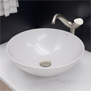 Pemberly Row 18&quot Round Ceramic Above Mount Bathroom Vessel Sink