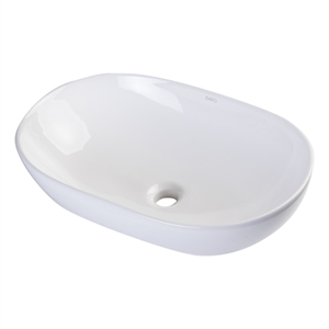 Pemberly Row 23&quot Oval Ceramic Above Mount Bathroom Vessel Sink