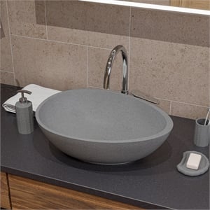 Pemberly Row 21&quot Solid Concrete Tear Drop Above Mount Vessel Sink