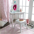 Pemberly Row Modern Wood Medium Kids Vanity Table and Stool in White
