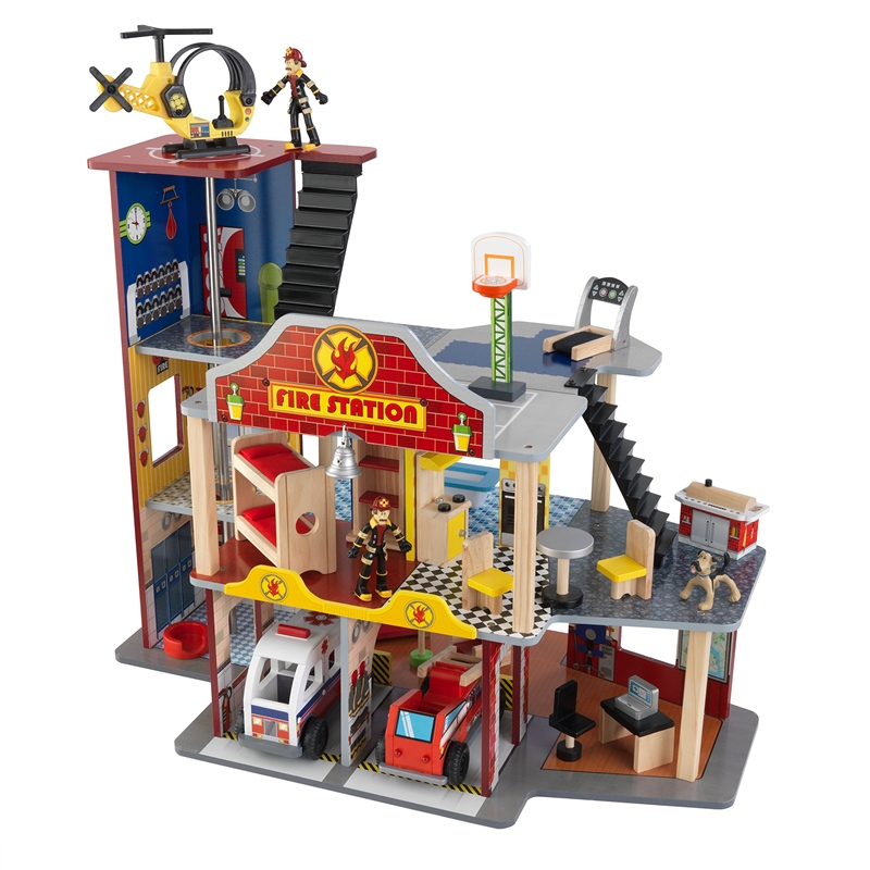 Pemberly Row Contemporary Firefighter Wood Deluxe Fire Rescue Set