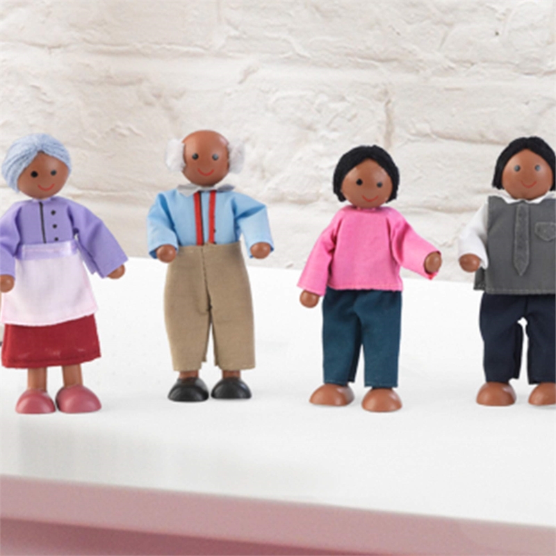 Pemberly Row Fabric Doll House Doll Family of 7 - African American