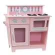 Pemberly Row Contemporary Wood Classic Play Kitchen in Pink Finish