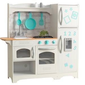 Pemberly Row 6 Piece Countryside Play Kitchen in White and Teal