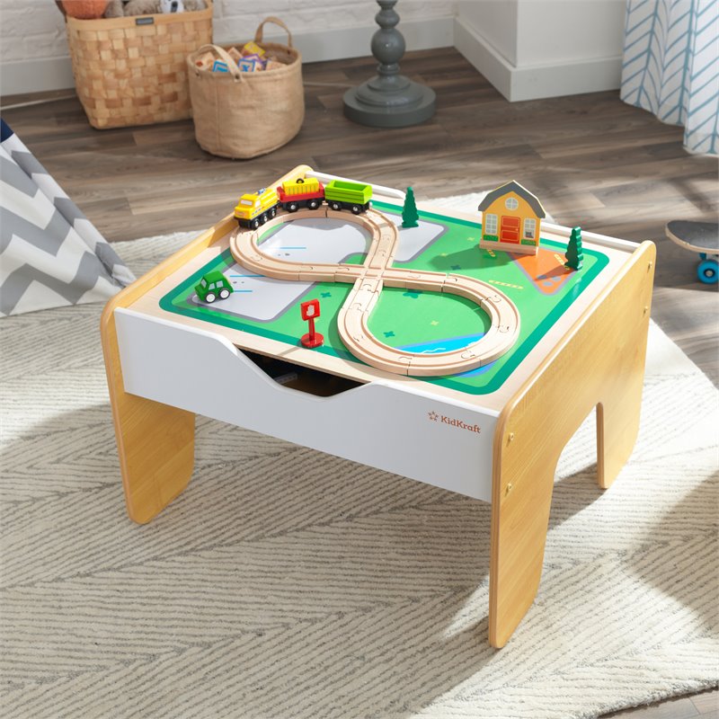Pemberly Row 2 in 1 Wooden Activity Table with Board in Gray and Natural