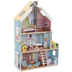 Pemberly Row Magic Lights & Sounds 18 Piece Dollhouse with Easy Assembly
