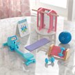 Pemberly Row 8 Piece Wooden Plastic Home Gym Dollhouse Accessory Pack