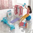 Pemberly Row 8 Piece Wooden Plastic Home Gym Dollhouse Accessory Pack