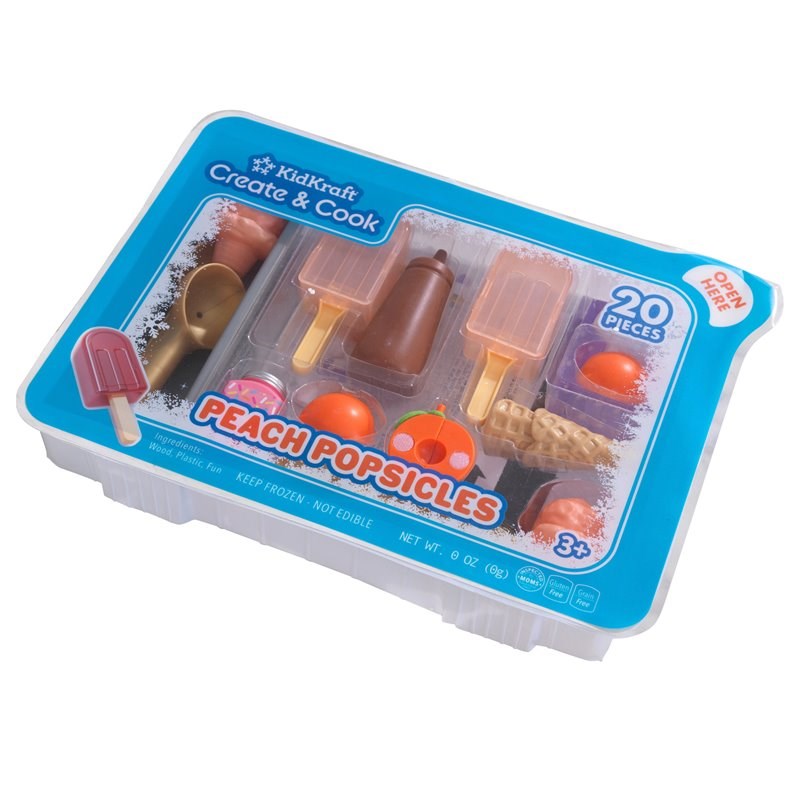 Pemberly Row 20 Piece Wooden Plastic Peach Popsicles Play Set