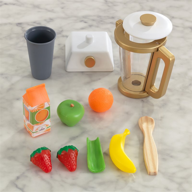 Pemberly Row Modern 12 Piece Solid Wood Plastic Smoothie Play Set
