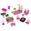 Pemberly Row Modern Wood 16 Piece Multicolored Plastic Dollhouse