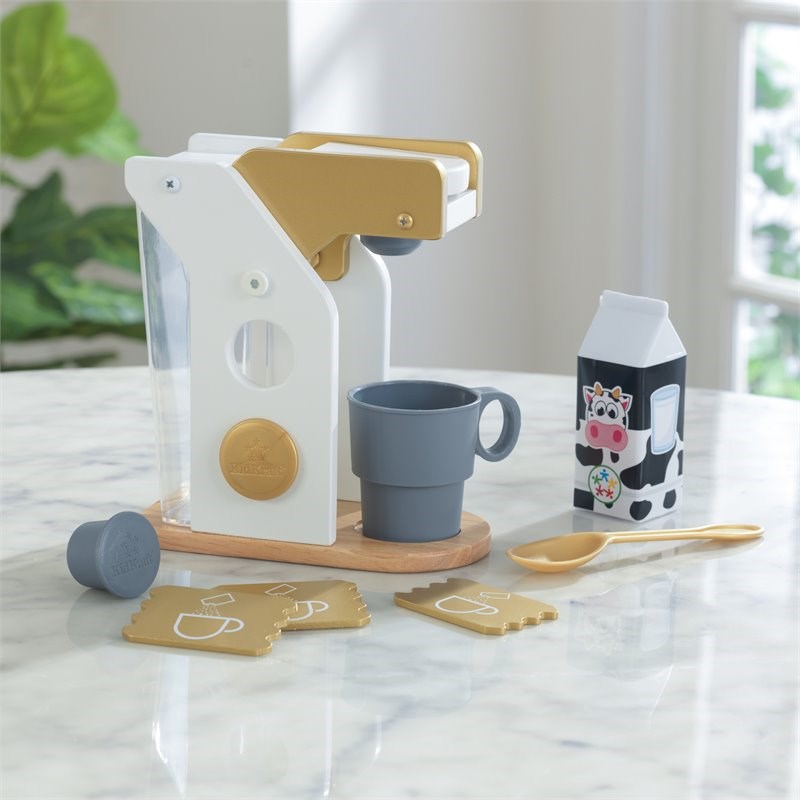 Pemberly Row Modern 11 Piece Solid Wood Plastic Coffee Play Set