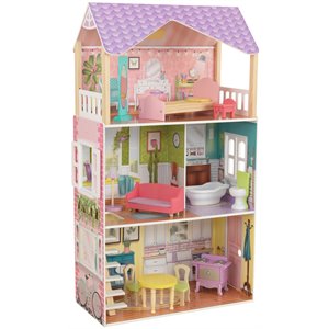 Pemberly Row Modern 11 Piece Multicolored Wooden Plastic Dollhouse