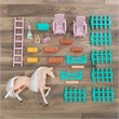 Pemberly Row 24 Piece Multicolored Wooden Plastic Horse Stable