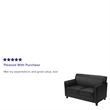 Pemberly Row Contemporary Diplomat Leather Loveseat in Black