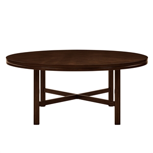 Pemberly Row Contemporary Round 72&quot Dining Table in Dark Oak