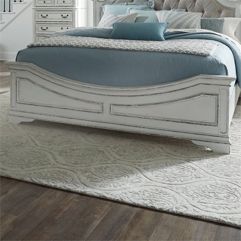 Pemberly Row Contemporary Magnolia Manor White Queen Panel Bed