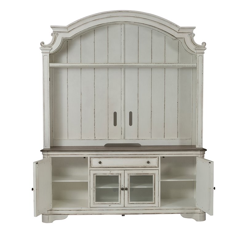 Pemberly Row Contemporary Magnolia Manor White Entertainment Center