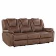 Pemberley Row Faux Leather Chestnut Brown Sofa Rectangular Manual Motion 83.5