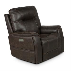 Pemberly Row Contemporary Brown Faux Leather Power Media Recliner