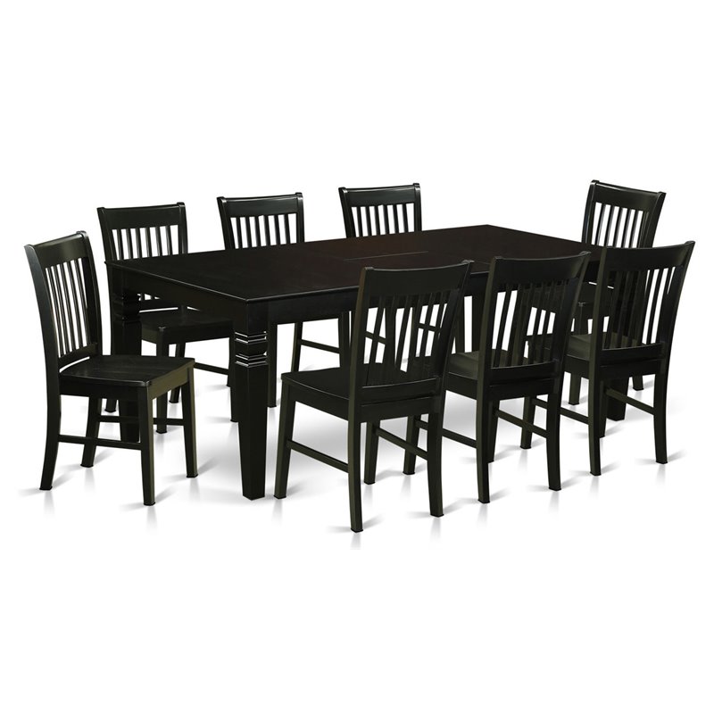 Pemberly Row Contemporary 9-piece Wood Table and Dining Chairs in Black