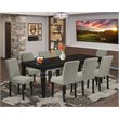 Pemberly Row Contemporary 9-piece Wood Dining Set in Black/Shitake
