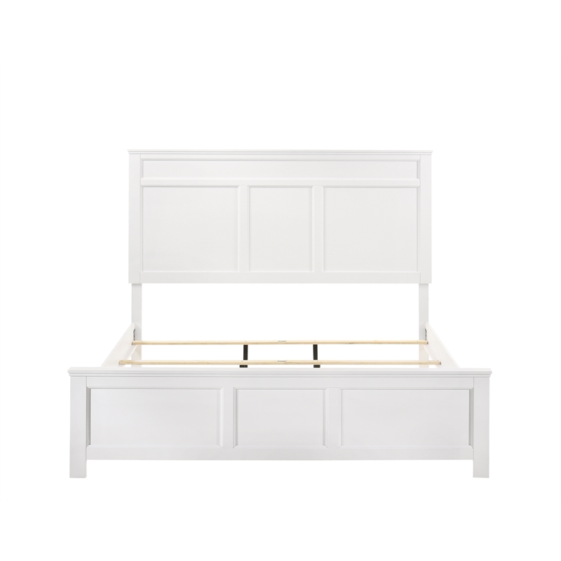 Pemberly Row Contemporary Solid Wood Queen Bed in White Finish
