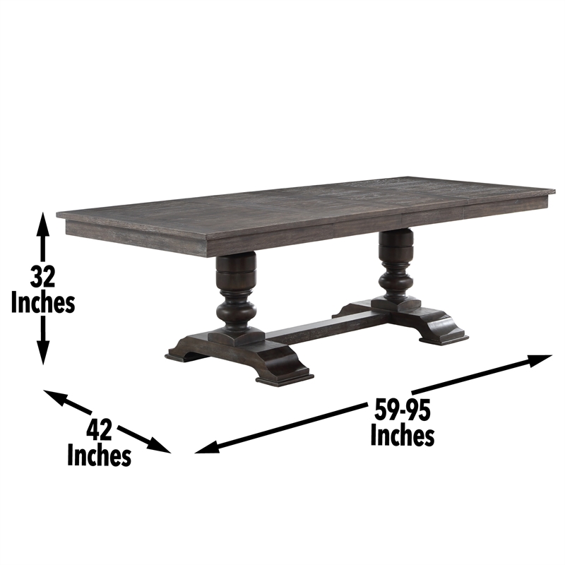 Pemberly Row Contemporary Wood Washed Espresso Finish Dining Table