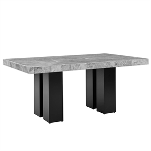 Pemberly Row Contemporary Rectangle Gray Marble Top Dining Table