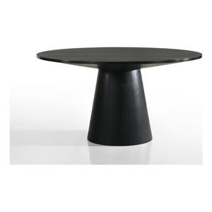 Pemberly Row Ebony Black Wood 47&quotW Round Dining Table w/ Pedestal Base