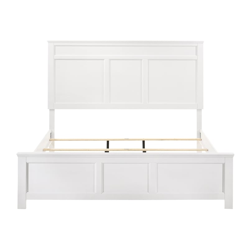 Pemberly Row Contemporary Rubberwood & Veneer King Bed in White