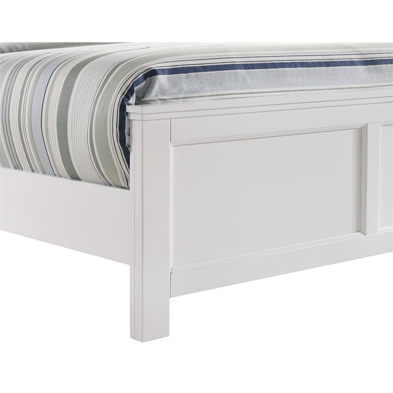 Pemberly Row Contemporary Rubberwood & Veneer King Bed in White