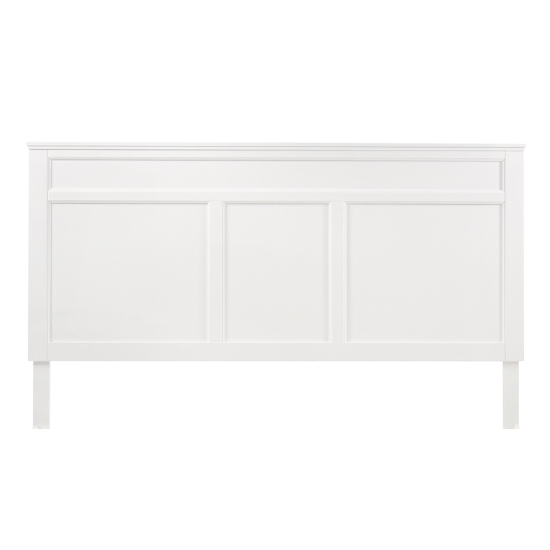 Pemberly Row Contemporary Rubberwood & Veneer King Bed in White