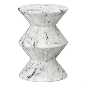 Pemberly Row Union Concrete End Table - Marble Look in White