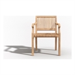 Pemberly Row Contemporary Premium Teak Outdoor Dining Armchair