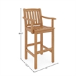 Pemberly Row Premium Teak Hand Sanded Finish Outdoor Bar Armchair