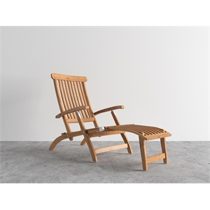 Pemberly Row Contemporary Teak Folding Outdoor Deck Chair Lounge