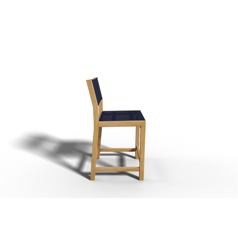 Pemberly Row Modern Teak Outdoor Counter Height Stool in Blue