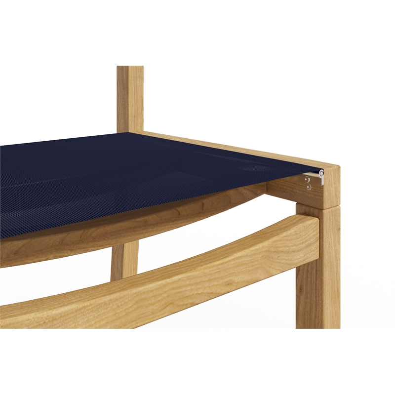 Pemberly Row Modern Teak Outdoor Counter Height Stool in Blue