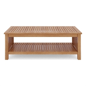 Pemberly Row Contemporary Rectangular Teak Outdoor Coffee Table